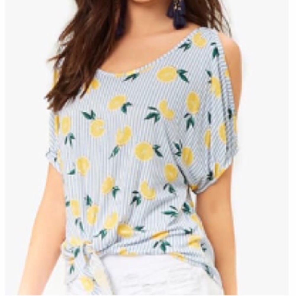 Pinstriped Lemon Print Top